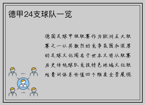 德甲24支球队一览